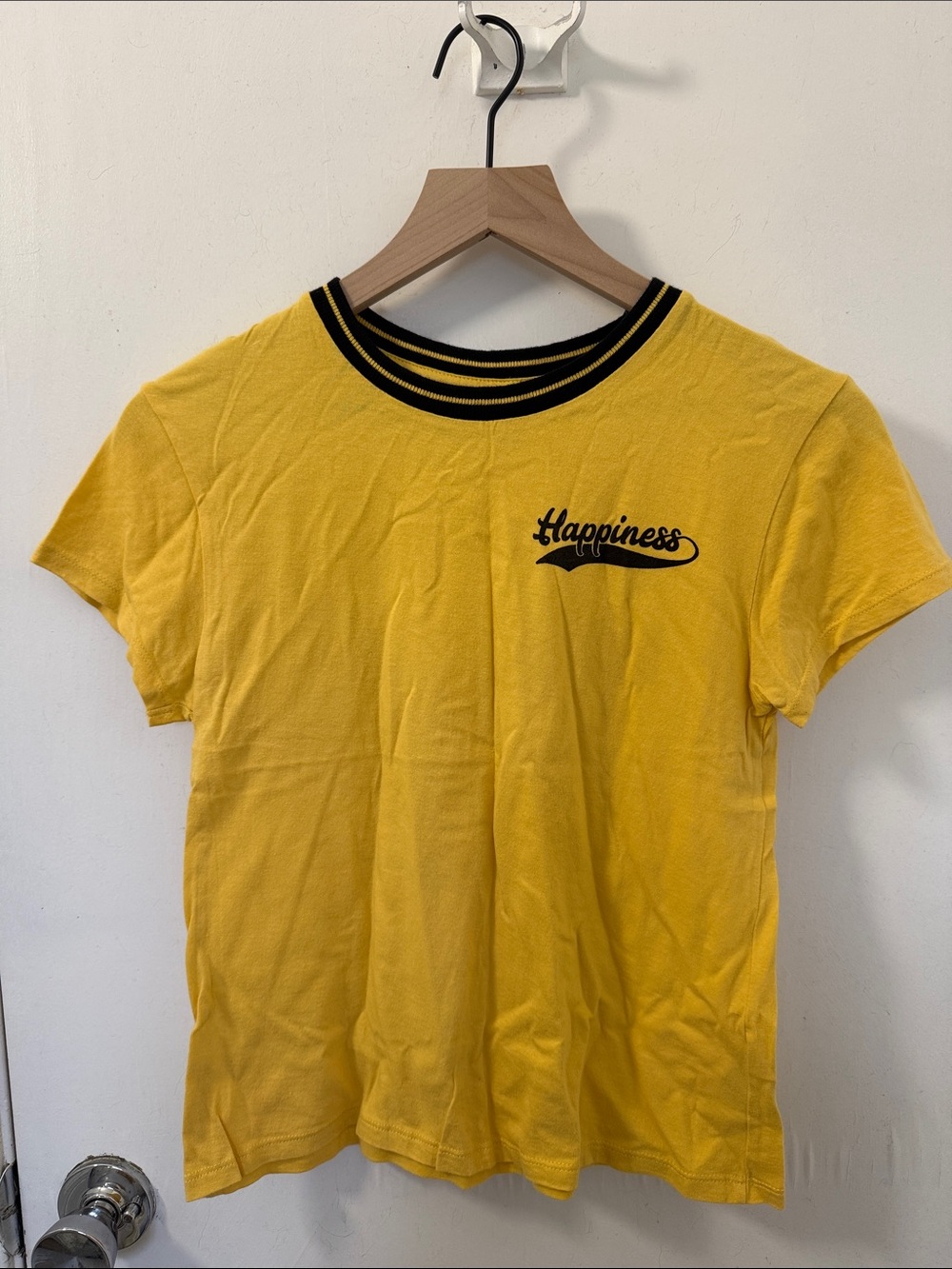 Peanuts Yellow Crop Tee with Black Trim